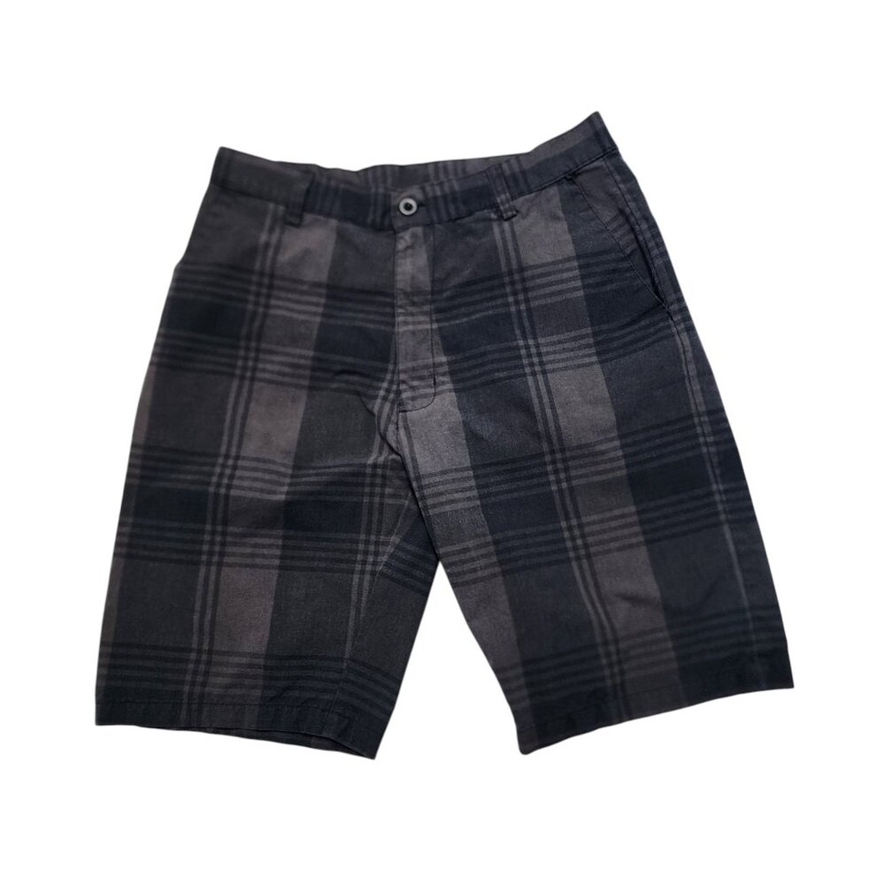 Blueprint Mens Plaid Shorts Gray Black Zip Fly Casual Summer 34x20
